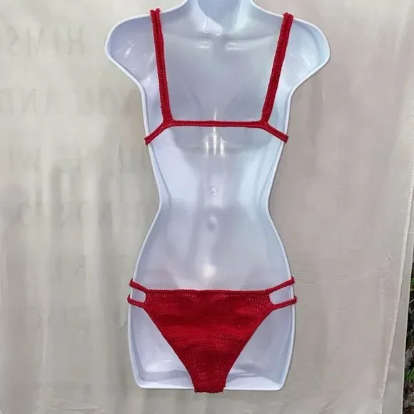 Maiya Paris Lili Top & Bottom Bikini Set Color Cerise Size Large New In Package
